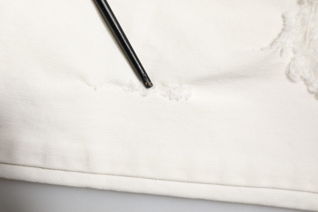 Dolce & Gabbana White Tattered Graffiti Skinny Denim Jeans