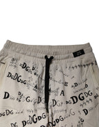 Dolce & Gabbana White Logo Print Men Skinny Sweatpants Pants