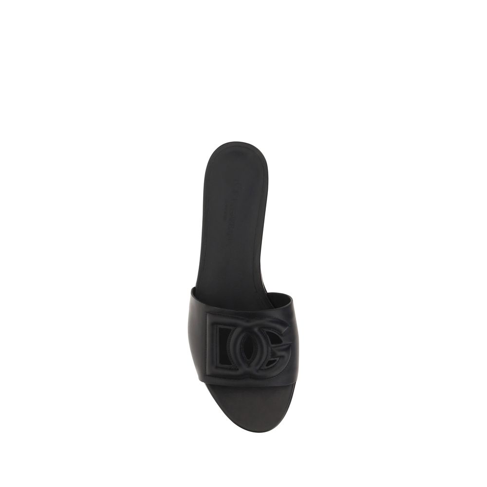 Dolce & Gabbana Black Calf Leather Bos Taurus Sandals