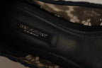 Dolce & Gabbana Blue Crystal Loafer Lace Ballet Flats Shoes
