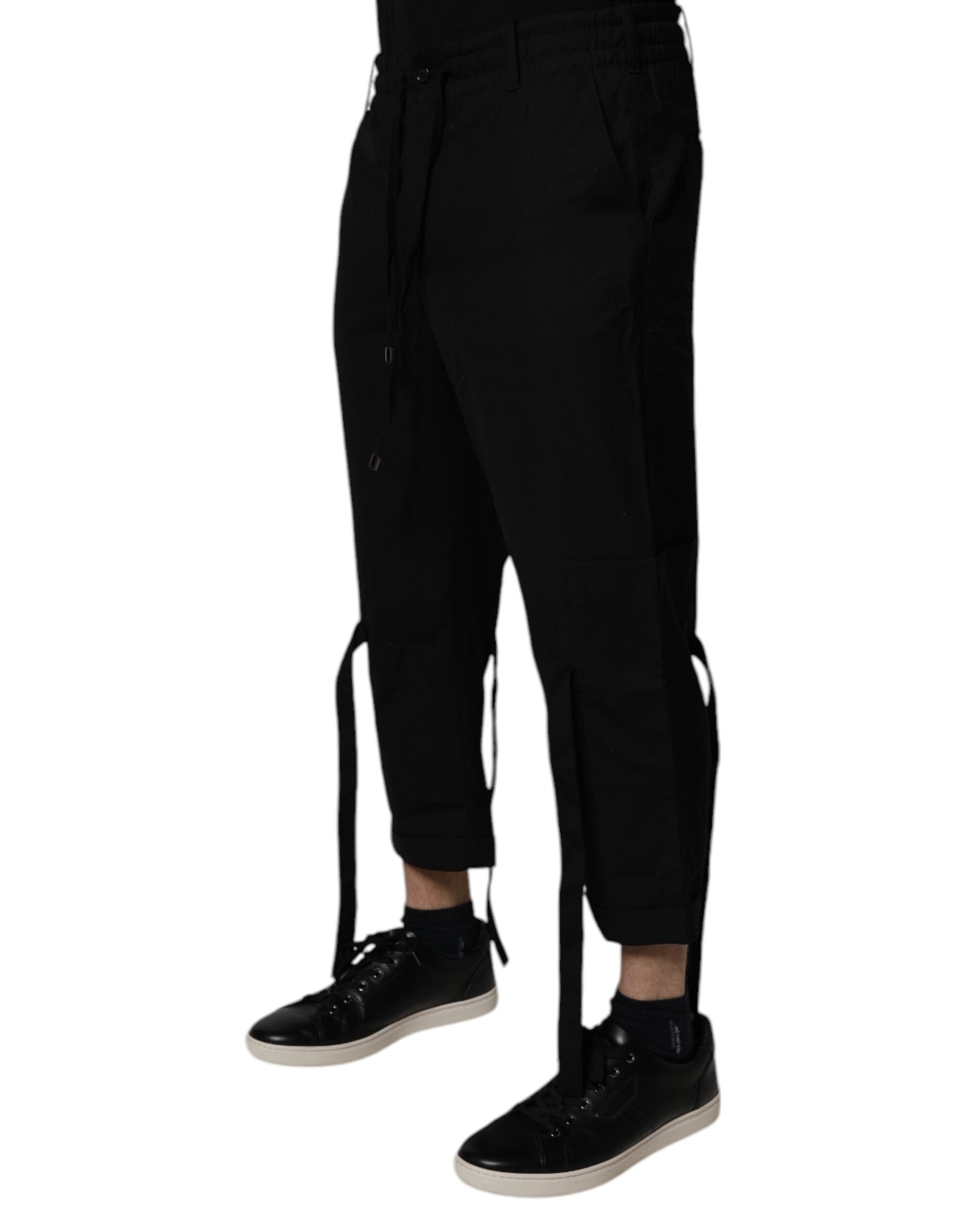 Dolce & Gabbana Black Polyester Men Cropped Pants
