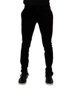 Dolce & Gabbana Violet Velvet Cotton Men Dress Formal Pants