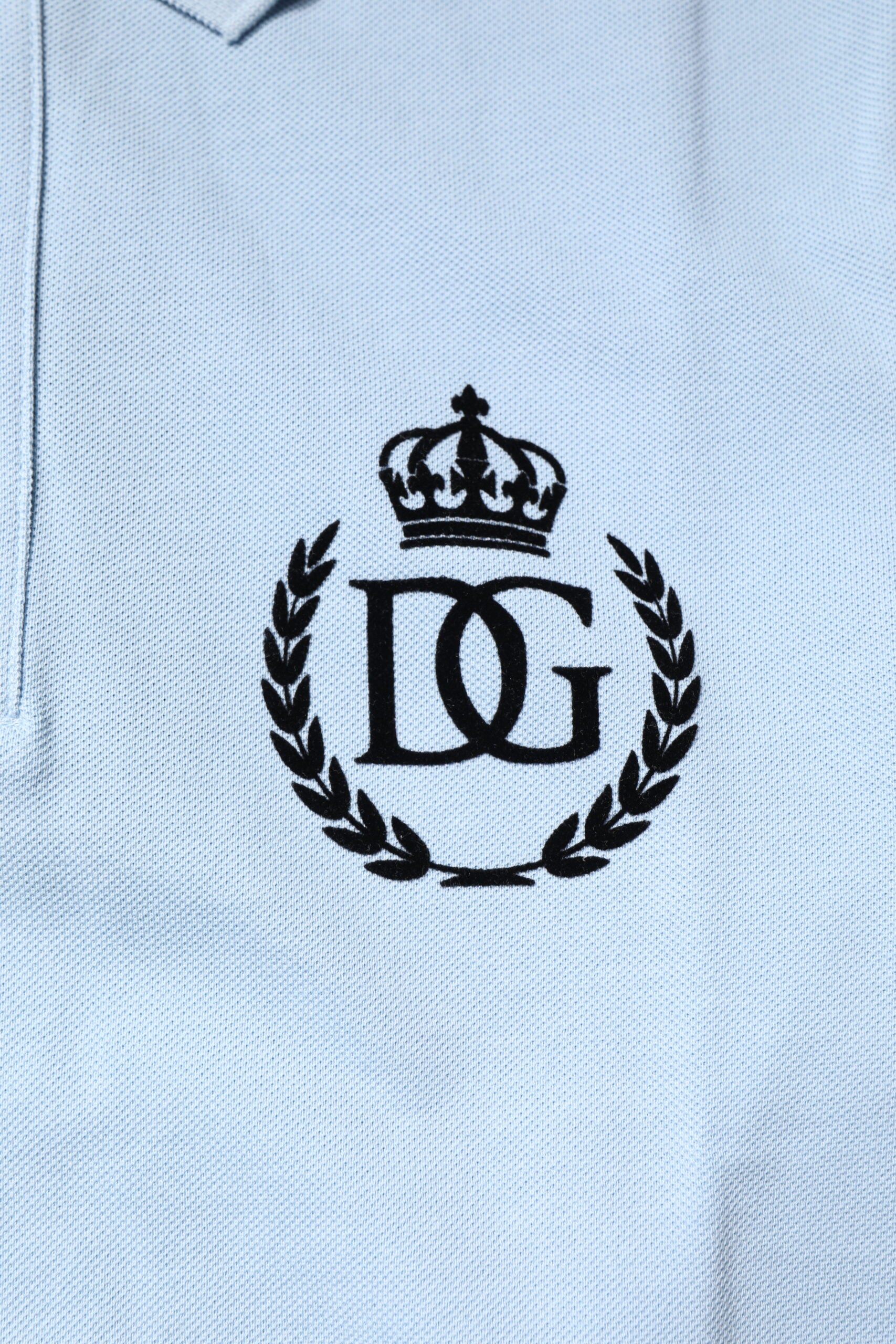 Dolce & Gabbana Sky Blue Cotton Crown Collared Polo T-shirt