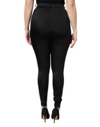 Dolce & Gabbana Black Nylon High Waist Slim Fit Pants