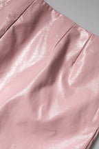 Dolce & Gabbana Glossy Pink Cotton High Waist Mini Skirt