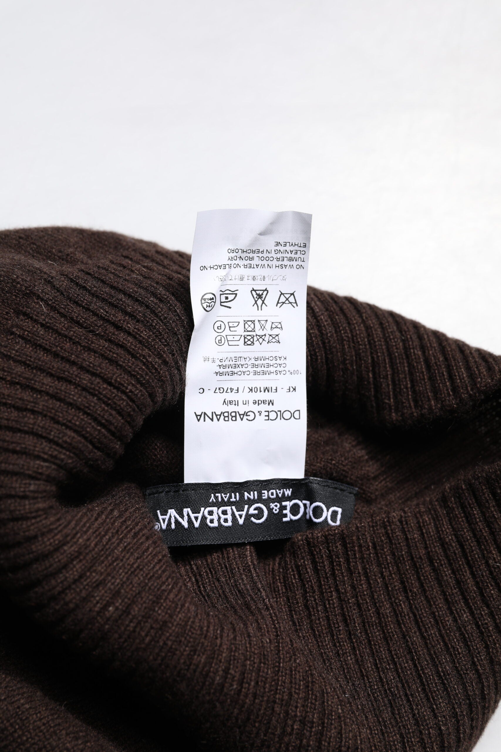 Dolce & Gabbana Brown Cashmere Knitted Neck Warmer Foulard Scarf