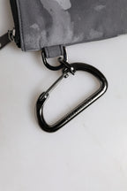 Dolce & Gabbana Black Gray Camouflage Logo Plaque Keyring Pouch Bag