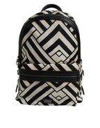 Dolce & Gabbana Black White Nylon Leather Travel Back Pack Bag
