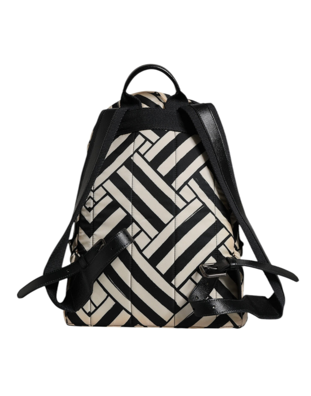 Dolce & Gabbana Black White Nylon Leather Travel Back Pack Bag