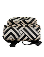 Dolce & Gabbana Black White Nylon Leather Travel Back Pack Bag