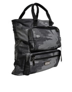 Dolce & Gabbana Black Camouflage Shoulder Strap Logo Plaque Bag