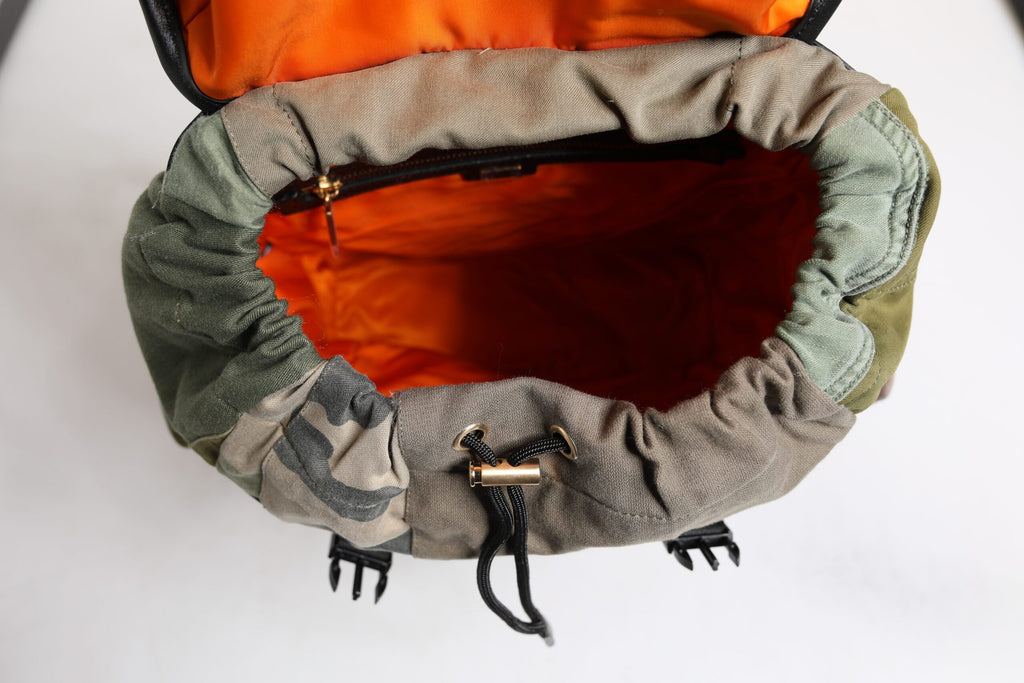 Dolce & Gabbana Military Green Patchwork School Backpack Bag