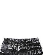 Dolce & Gabbana Black Cotton Logo Print Straight Denim Jeans