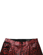 Dolce & Gabbana Red Leopard Cotton Straight Men Denim Jeans