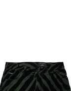 Dolce & Gabbana Black Green Stripes Cotton Skinny Denim Jeans