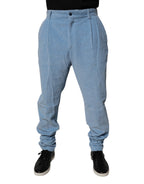 Dolce & Gabbana Light Blue Corduroy Cotton Skinny Denim Jeans
