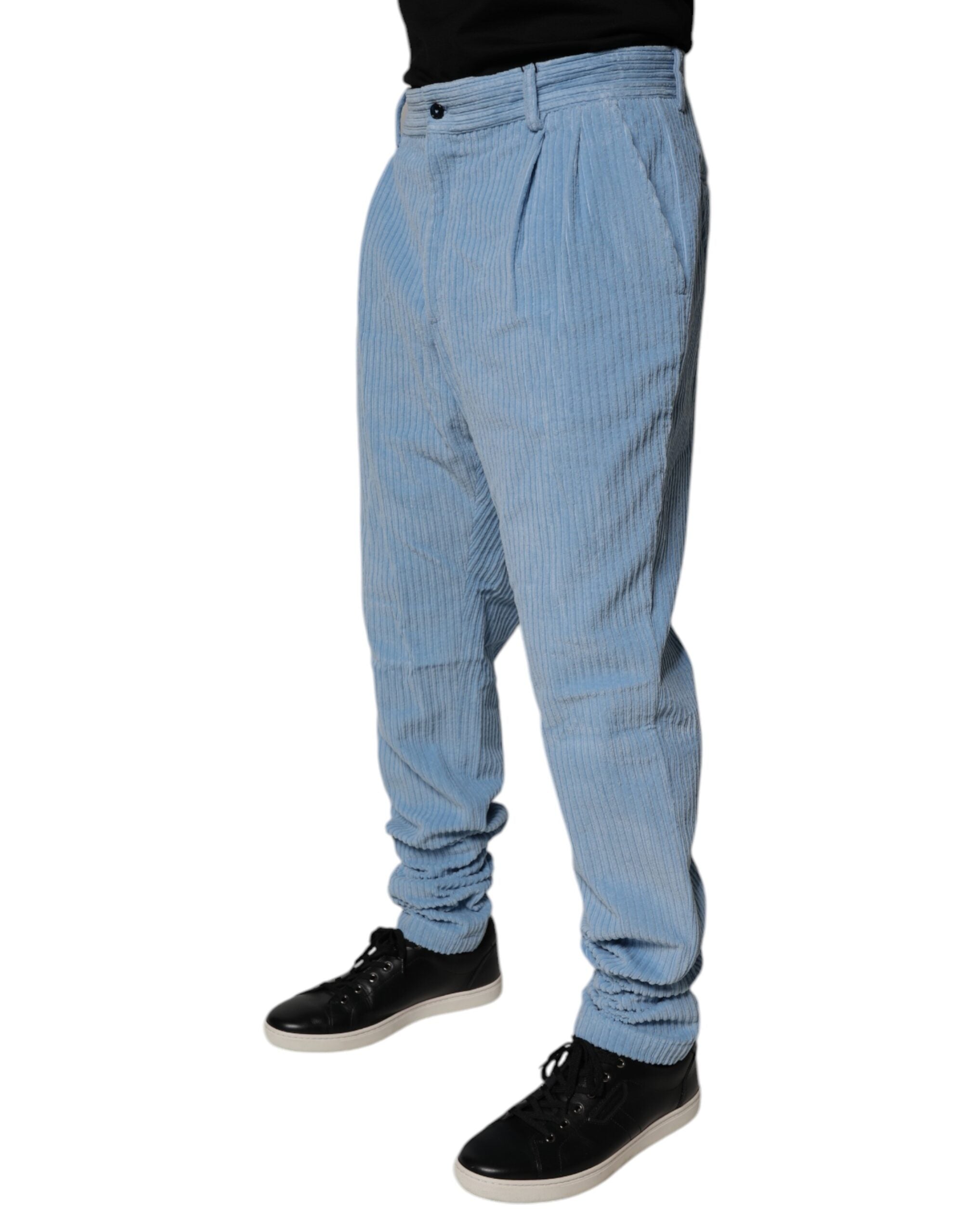 Dolce & Gabbana Light Blue Corduroy Cotton Skinny Denim Jeans