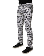Dolce & Gabbana White Cotton Logo Print Skinny Denim Jeans