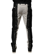 Dolce & Gabbana White Lace Trim Mid Waist Dress Formal Pants