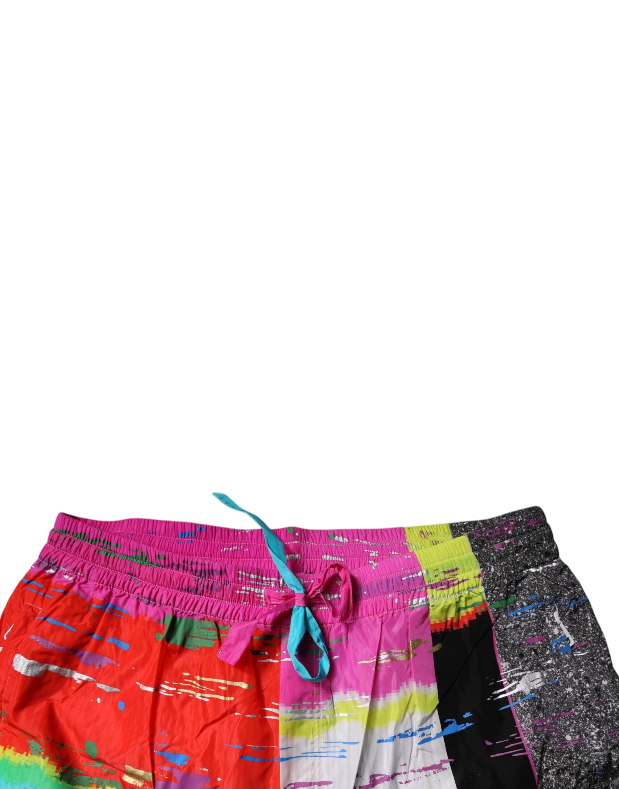 Dolce & Gabbana Multicolor Patchwork Mid Waist Sweatpants Pants
