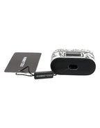 Dolce & Gabbana Black White Leather Scribble Embossed Logo Airpods Case