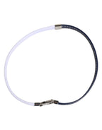 Dolce & Gabbana Blue White Leather Trimmed DG Engraved Silver Tone Clasp Bracelet