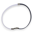 Dolce & Gabbana Blue White Leather Trimmed DG Engraved Silver Tone Clasp Bracelet