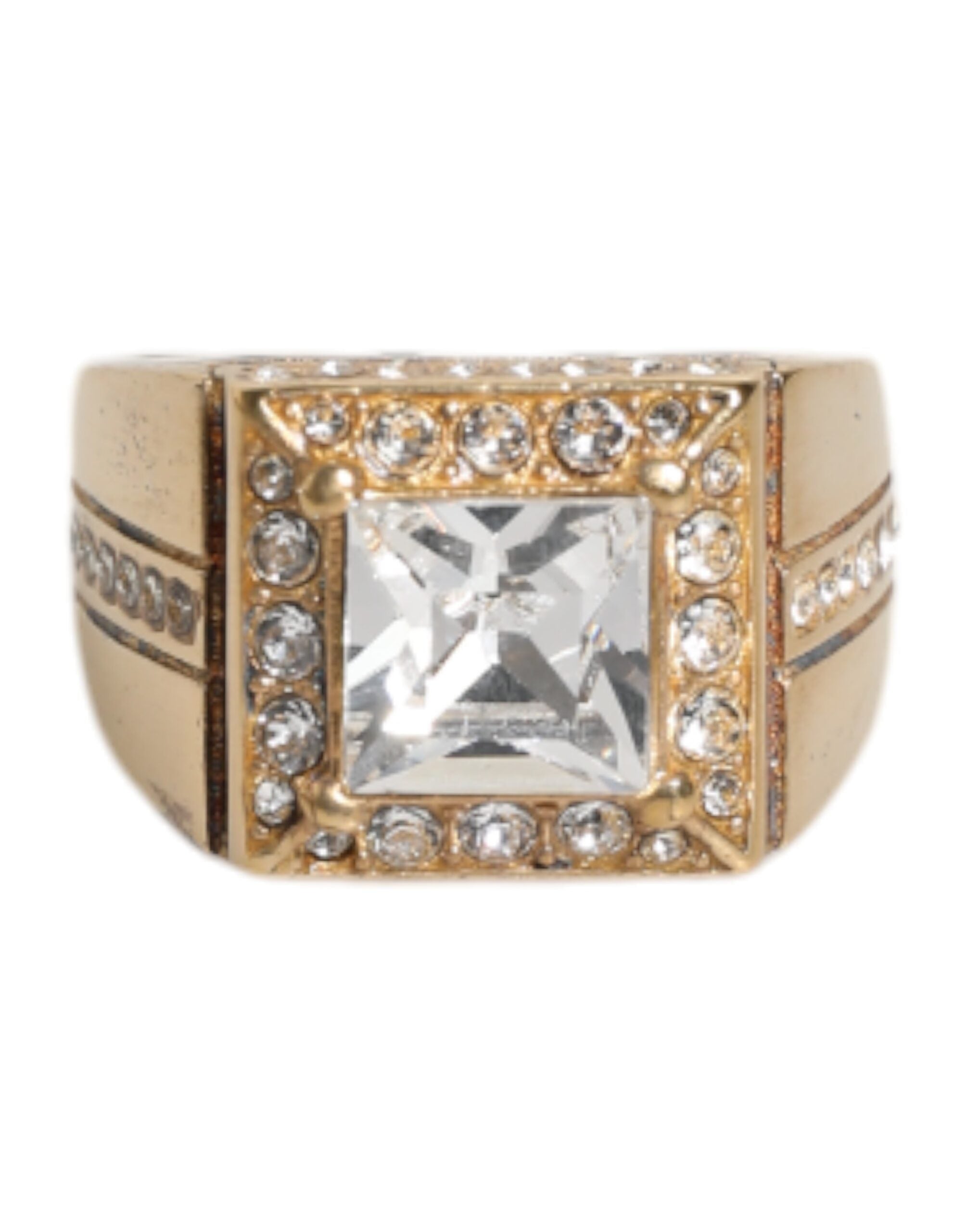 Dolce & Gabbana Gold Tone Sterling Silver 925 Crystals Ring