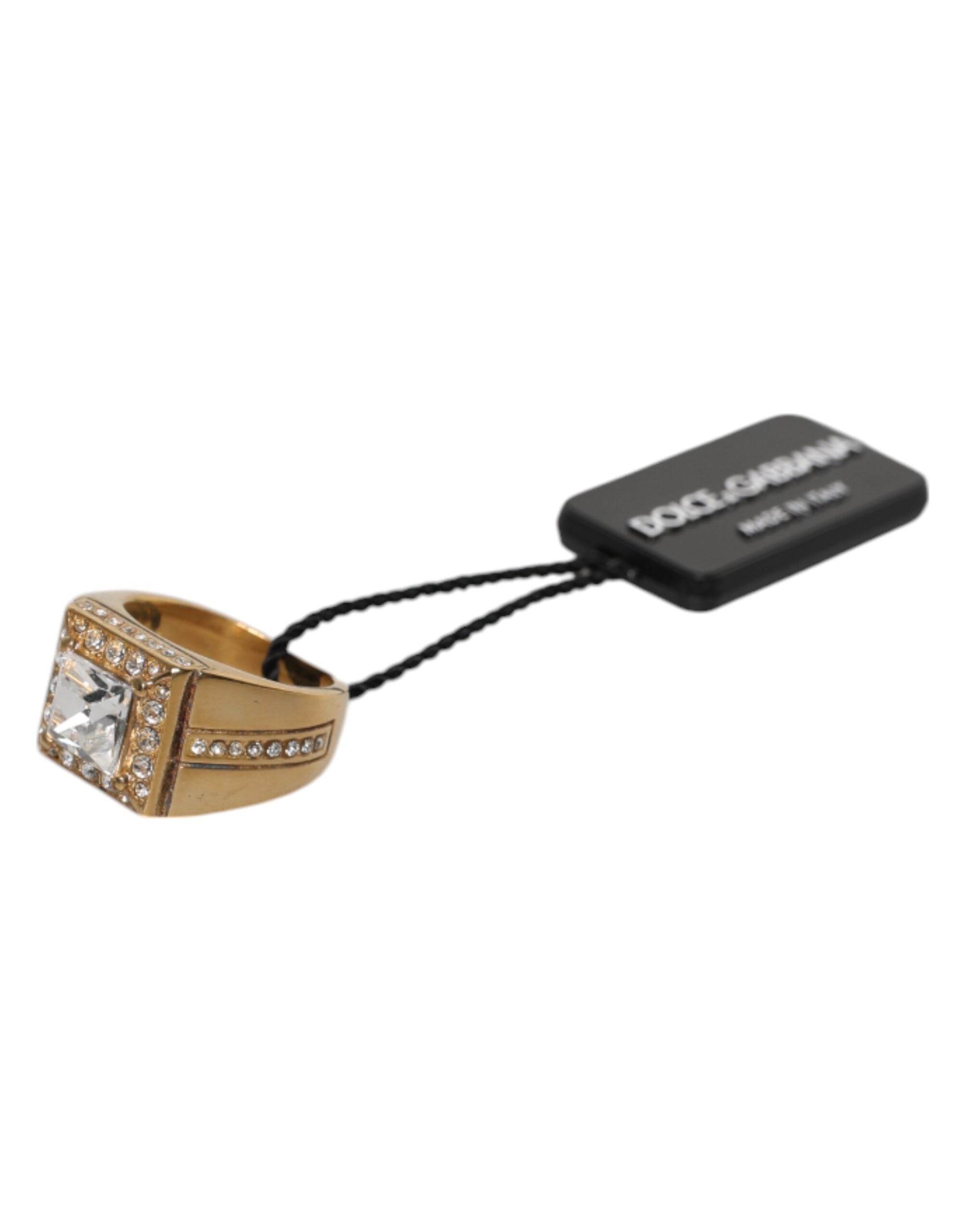 Dolce & Gabbana Gold Tone Sterling Silver 925 Crystals Ring