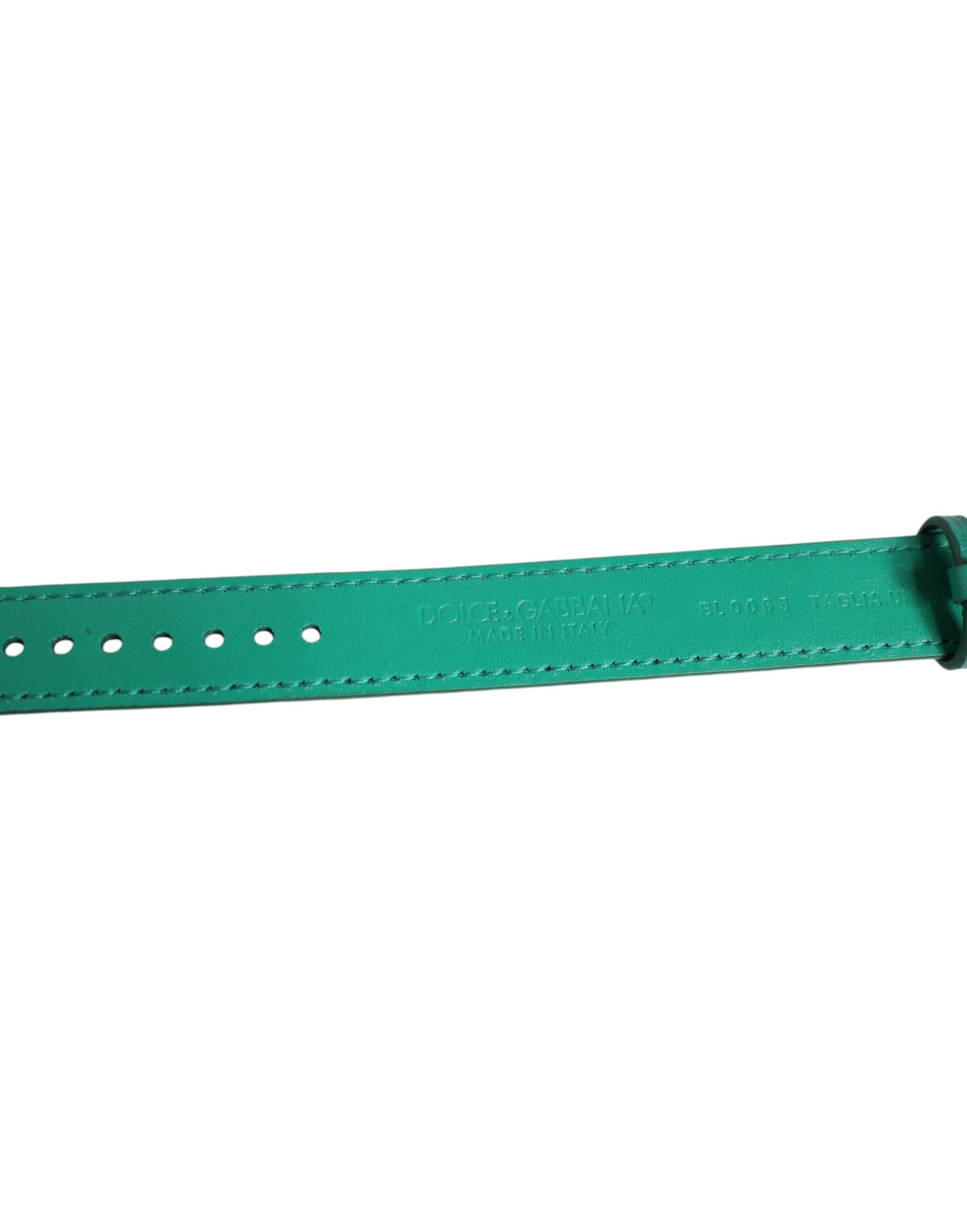 Dolce & Gabbana Green Exotic Leather Gold Tone Metal Buckle Armband