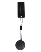 Dolce & Gabbana Pink Calfskin Leather Round Logo Hand Mirror Holder
