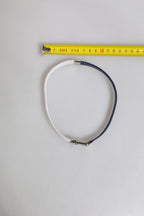 Dolce & Gabbana Blue White Leather Trimmed DG Engraved Silver Tone Clasp Bracelet