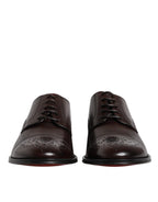 Dolce & Gabbana Maroon Calfskin Leather Derby Men Dress Shoes