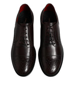 Dolce & Gabbana Maroon Calfskin Leather Derby Men Dress Shoes