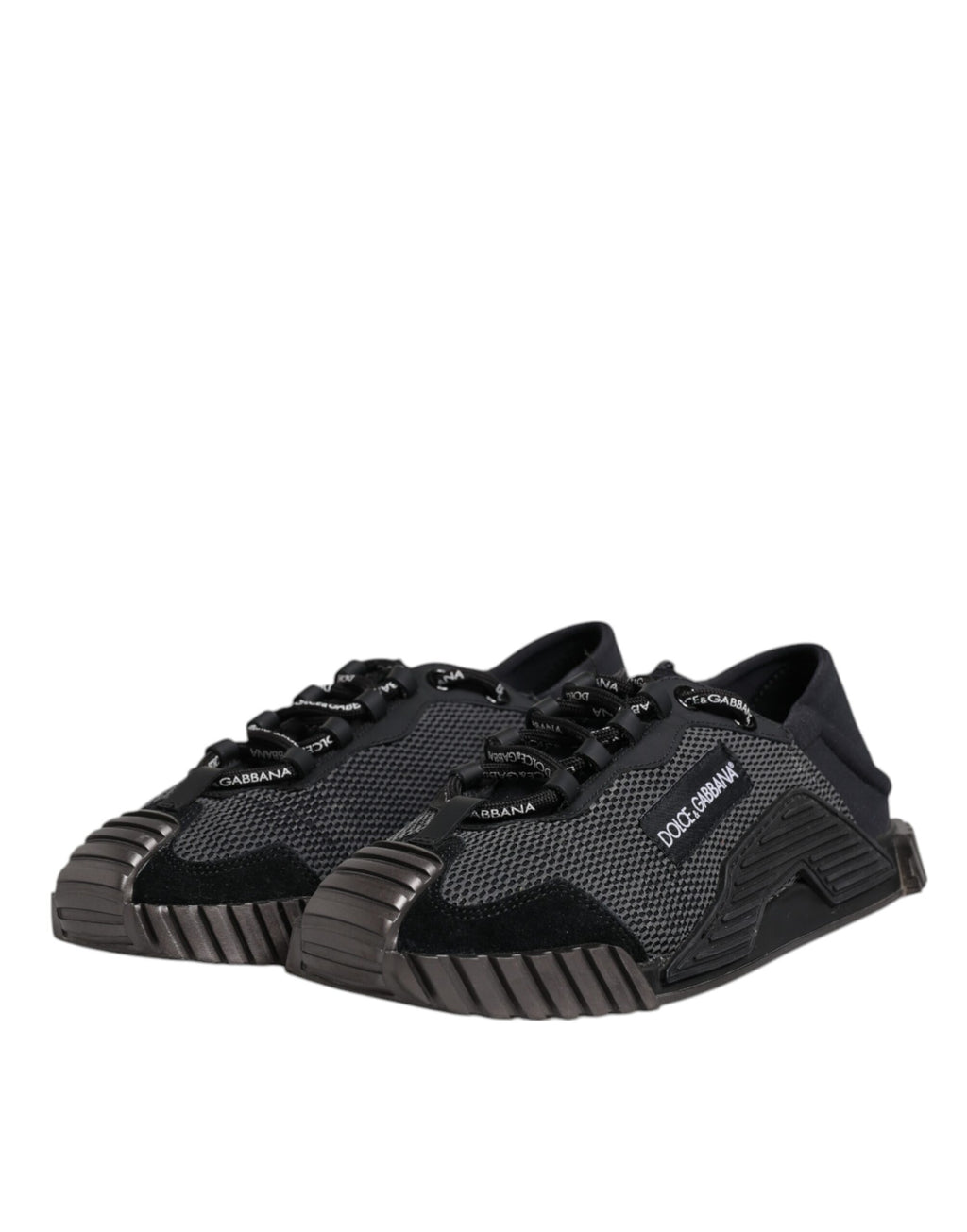 Dolce & Gabbana Black Silver Logo Low Top Men Sneakers Shoes