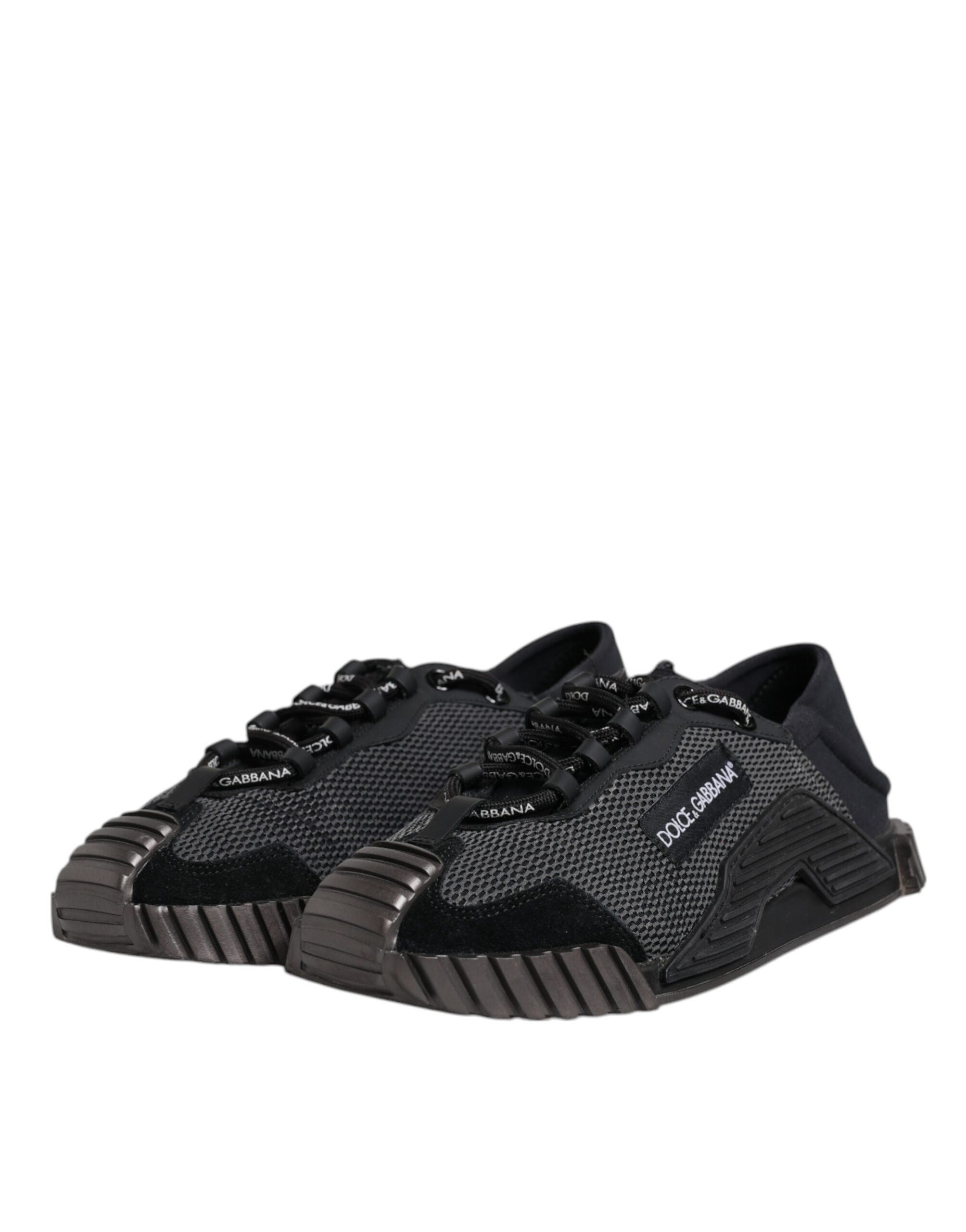 Dolce & Gabbana Black Silver Logo Low Top Men Sneakers Shoes
