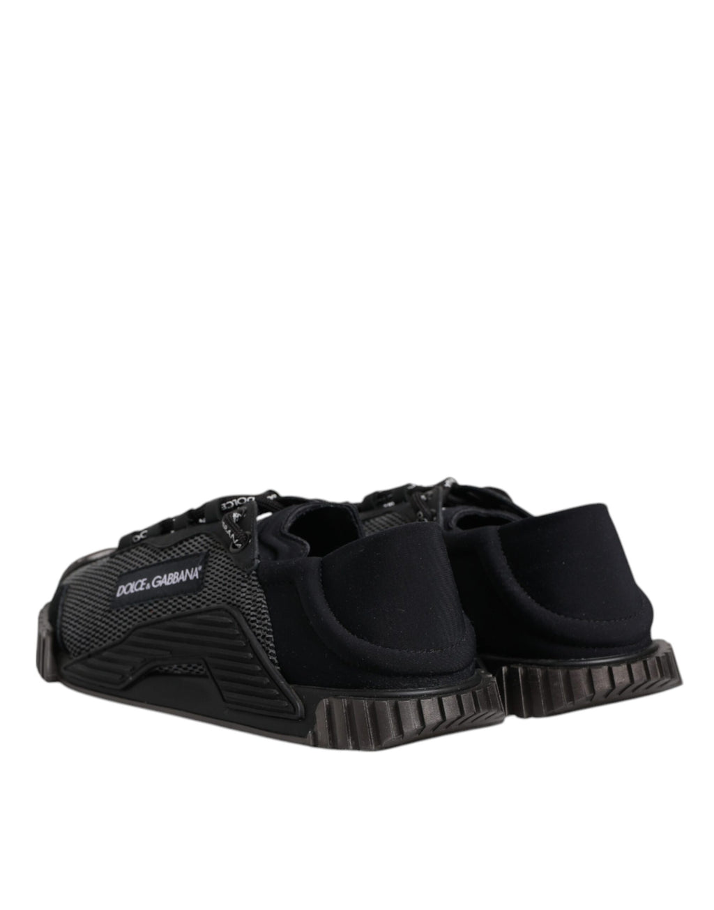 Dolce & Gabbana Black Silver Logo Low Top Men Sneakers Shoes
