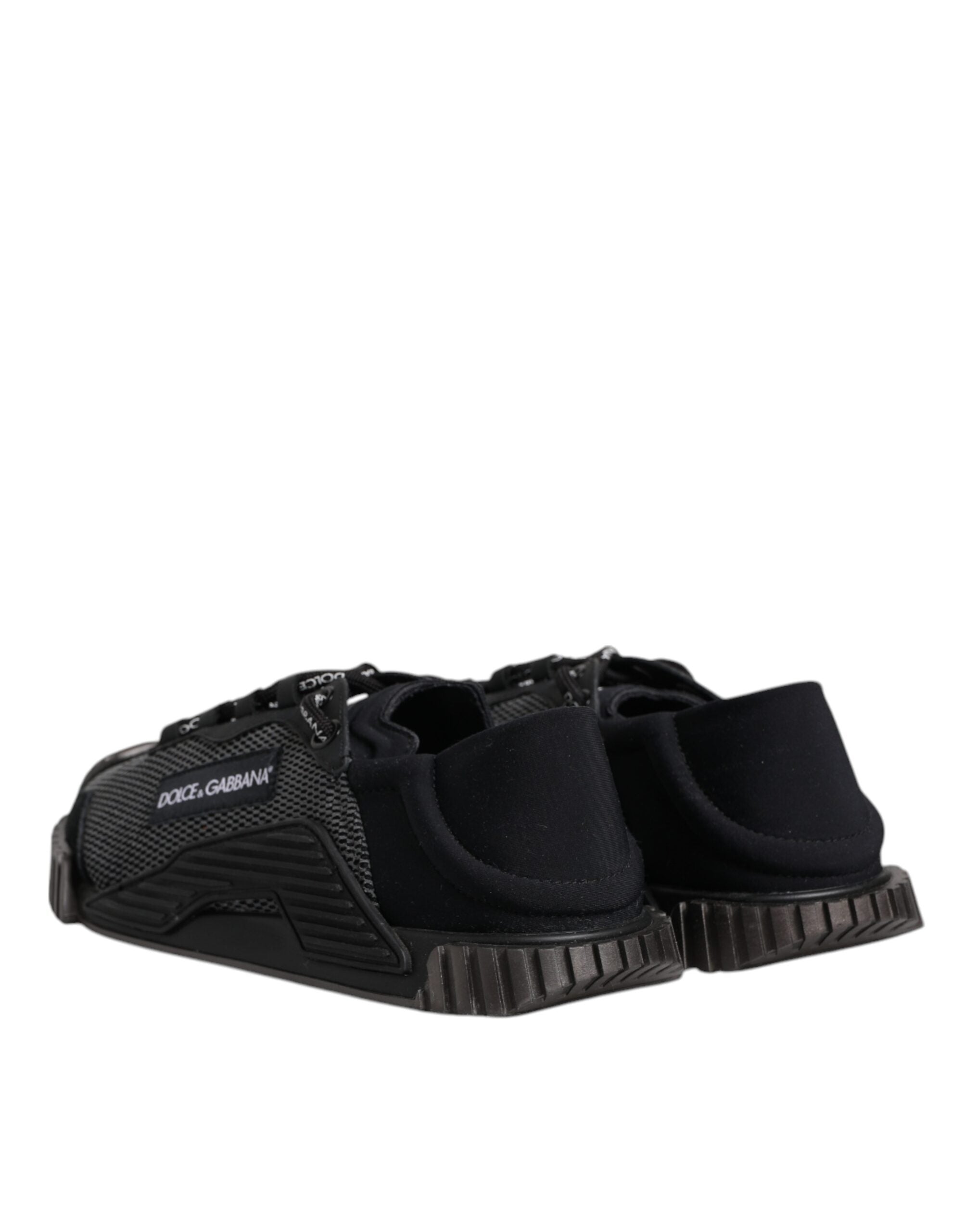 Dolce & Gabbana Black Silver Logo Low Top Men Sneakers Shoes