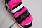 Dolce & Gabbana Black Pink Fur Embellished Sneakers Shoes