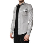 Dolce & Gabbana Metallic Gray Cotton Button Down Shirt
