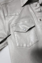 Dolce & Gabbana Metallic Gray Cotton Button Down Shirt