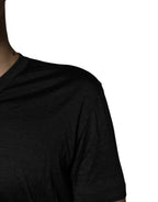 Dolce & Gabbana Dark Gray Silk V-neck Short Sleeves T-shirt
