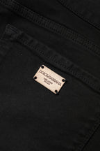 Dolce & Gabbana Black Cotton Mid Waisted Skinny Denim Jeans