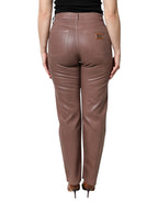 Dolce & Gabbana Brown Cotton High Waist Tapered Denim Jeans