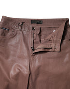 Dolce & Gabbana Brown Cotton High Waist Tapered Denim Jeans