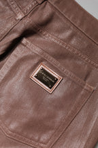 Dolce & Gabbana Brown Cotton High Waist Tapered Denim Jeans