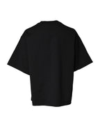 Dolce & Gabbana Black Printed Cotton Crew Neck Tee T-shirt