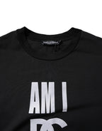 Dolce & Gabbana Black Printed Cotton Crew Neck Tee T-shirt