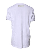 Dolce & Gabbana White Cotton Printed Round Neck Top T-shirt