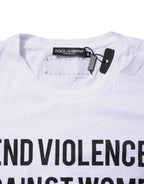 Dolce & Gabbana White Cotton Printed Round Neck Top T-shirt